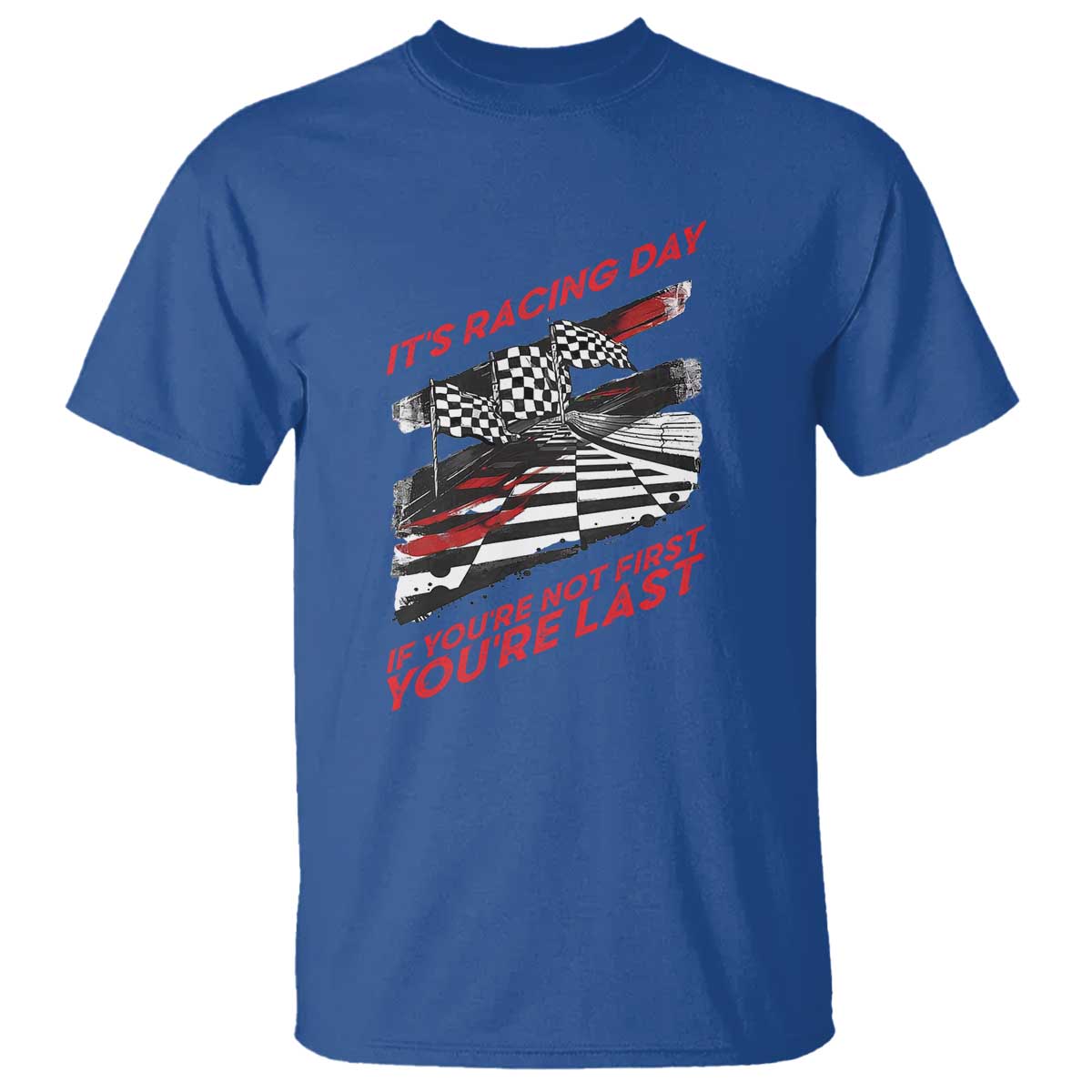 Funny Racing Car Flag T Shirt It Is Racing Day - Wonder Print Shop