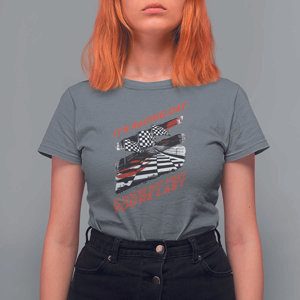 Funny Racing Car Flag T Shirt For Women It Is Racing Day - Wonder Print Shop