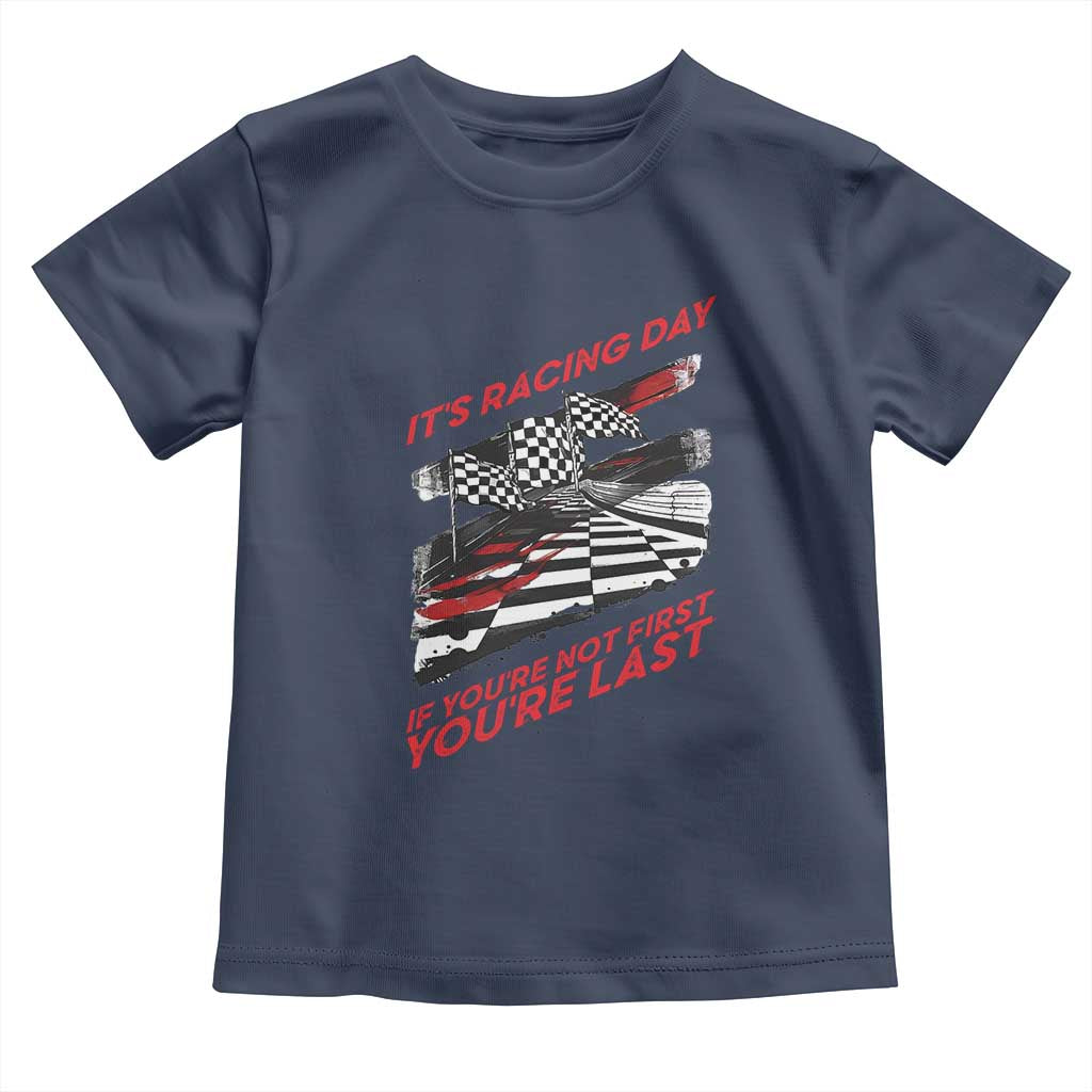 Funny Racing Car Flag Toddler T Shirt It Is Racing Day - Wonder Print Shop