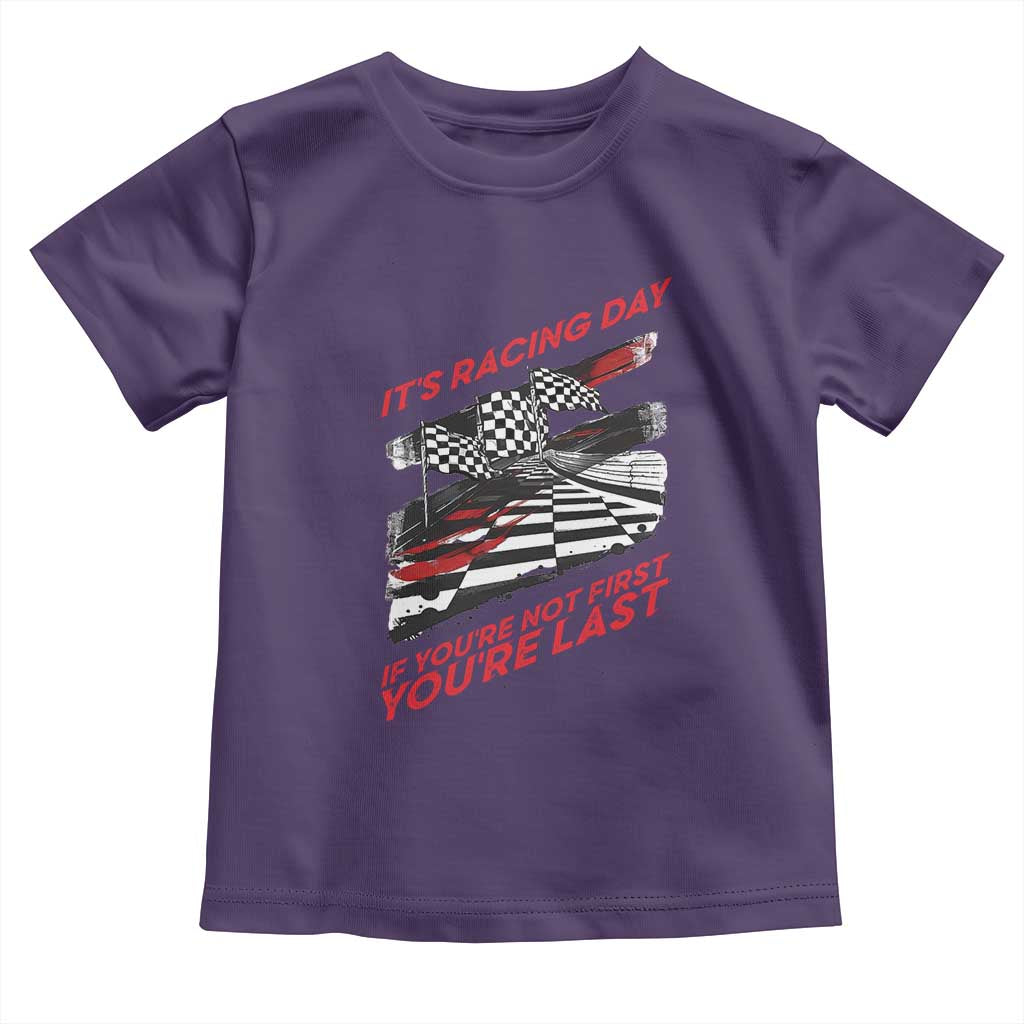 Funny Racing Car Flag Toddler T Shirt It Is Racing Day - Wonder Print Shop