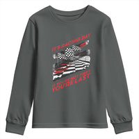 Funny Racing Car Flag Youth Sweatshirt It Is Racing Day - Wonder Print Shop