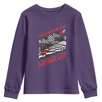 Funny Racing Car Flag Youth Sweatshirt It Is Racing Day - Wonder Print Shop