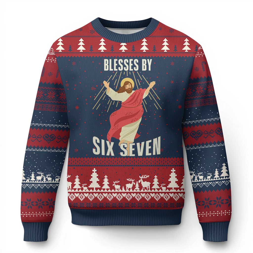 Christian 67 Meme Ugly Christmas Sweater Blesses By Six Seven Funny - Wonder Print Shop