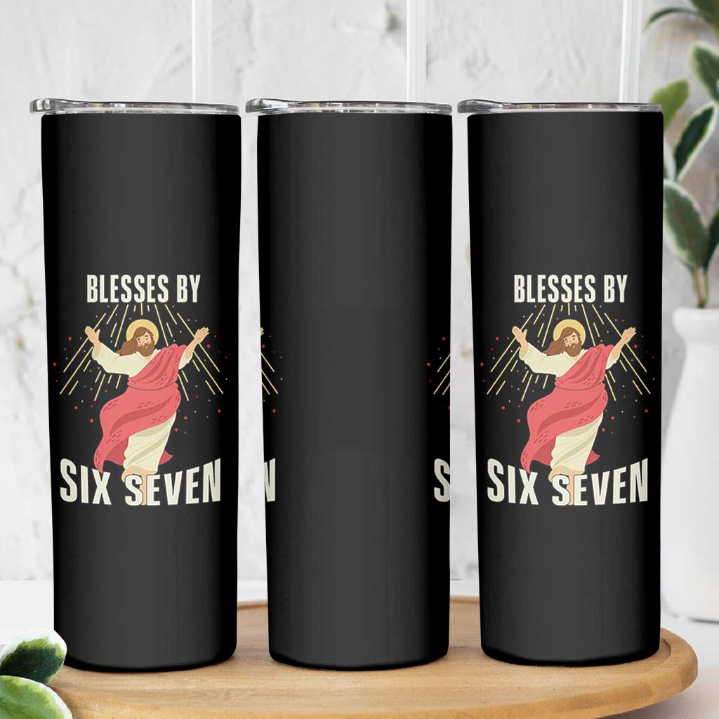 Christian 67 Meme Skinny Tumbler Blesses By Six Seven Funny - Wonder Print Shop