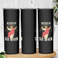 Christian 67 Meme Skinny Tumbler Blesses By Six Seven Funny - Wonder Print Shop