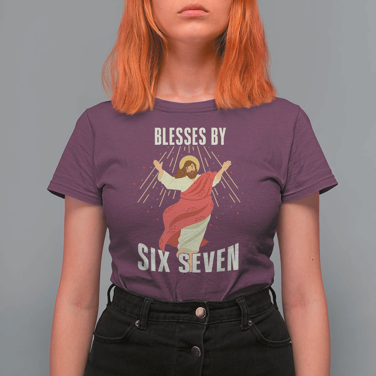 Christian 67 Meme T Shirt For Women Blesses By Six Seven Funny - Wonder Print Shop
