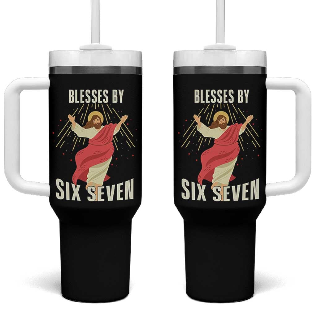 Christian 67 Meme Tumbler With Handle Blesses By Six Seven Funny - Wonder Print Shop