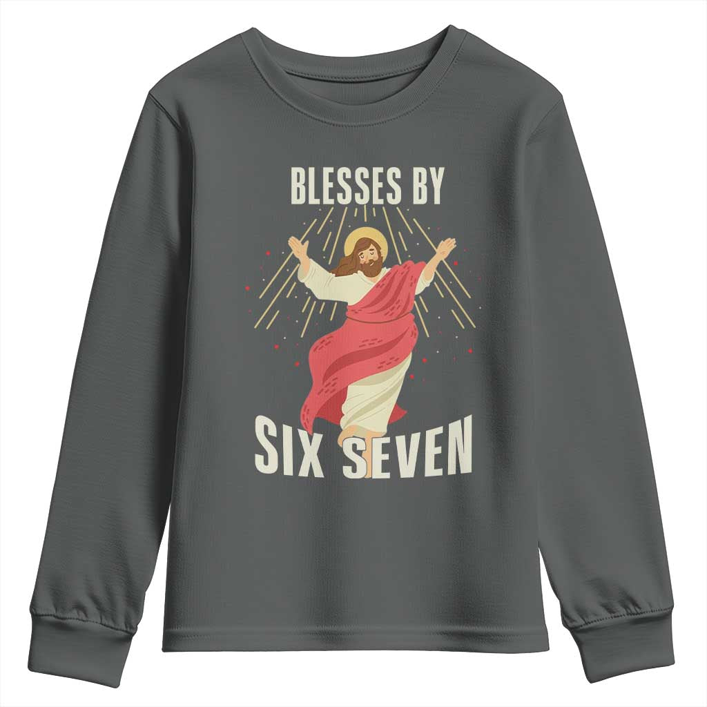 Christian 67 Meme Youth Sweatshirt Blesses By Six Seven Funny - Wonder Print Shop