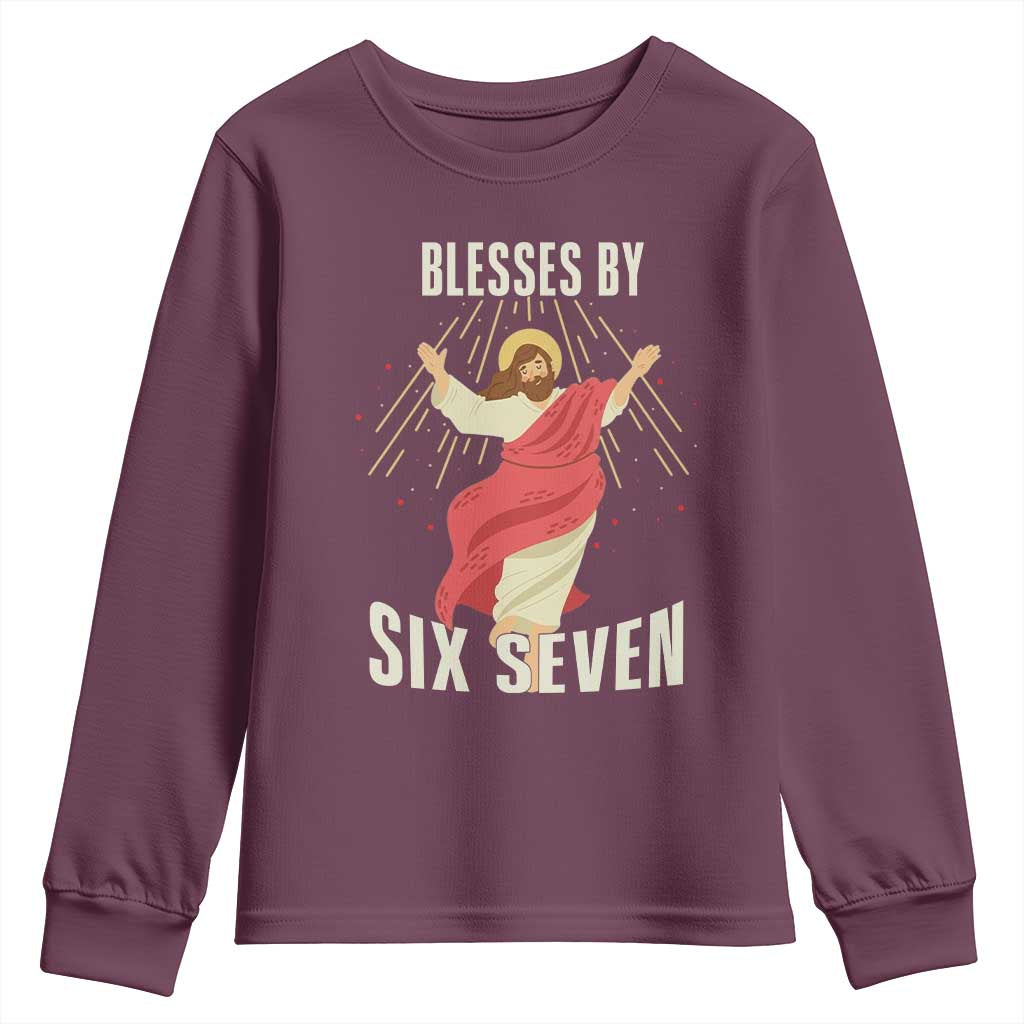 Christian 67 Meme Youth Sweatshirt Blesses By Six Seven Funny - Wonder Print Shop