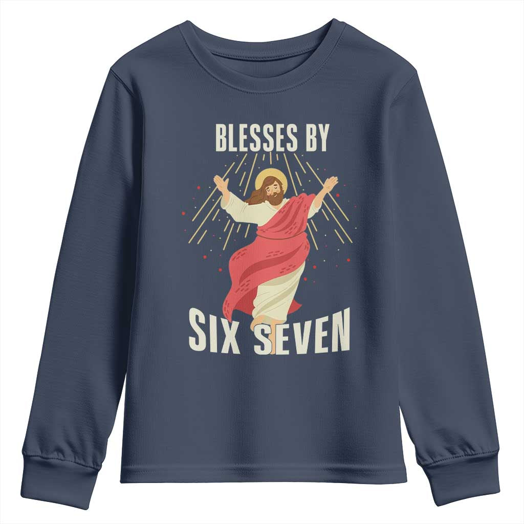 Christian 67 Meme Youth Sweatshirt Blesses By Six Seven Funny - Wonder Print Shop