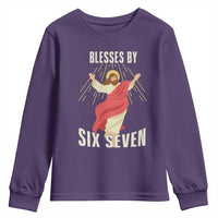 Christian 67 Meme Youth Sweatshirt Blesses By Six Seven Funny - Wonder Print Shop