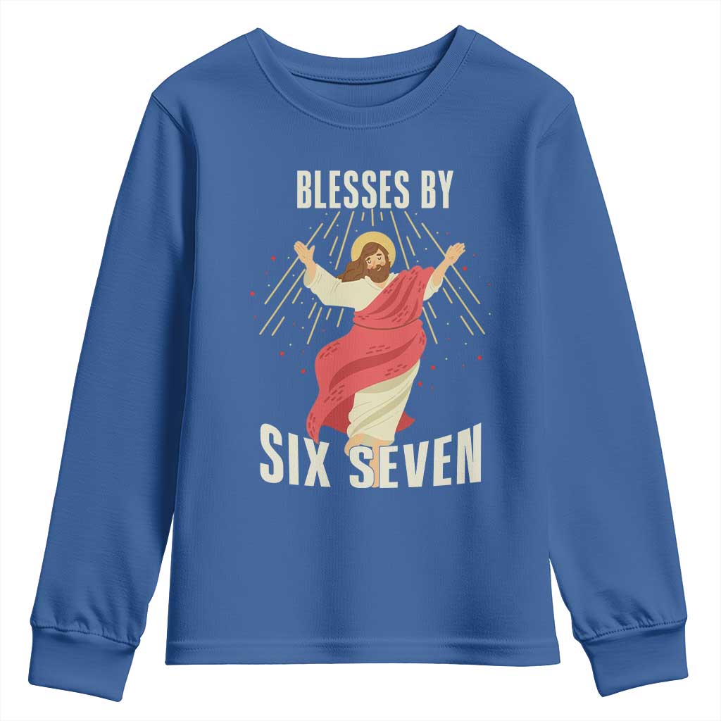 Christian 67 Meme Youth Sweatshirt Blesses By Six Seven Funny - Wonder Print Shop