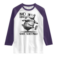 Quiet Piggy No Kings Raglan Shirt Funny Sarcastic Political - Wonder Print Shop