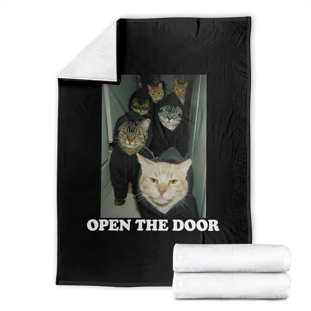 Open The Door Cats Lover Throw Blanket Funny Cat Gang Sarcastic Meme - Wonder Print Shop