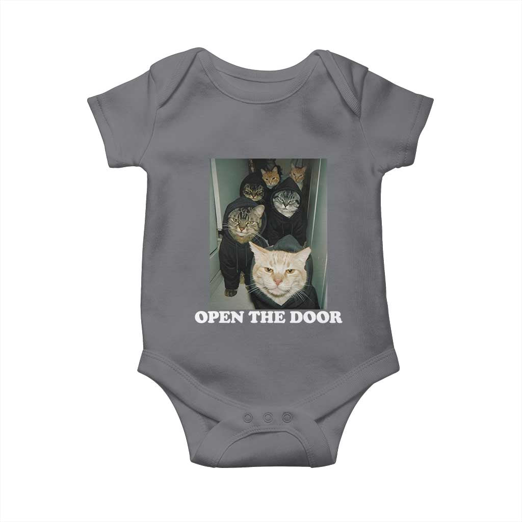 Open The Door Cats Lover Baby Onesie Funny Cat Gang Sarcastic Meme - Wonder Print Shop
