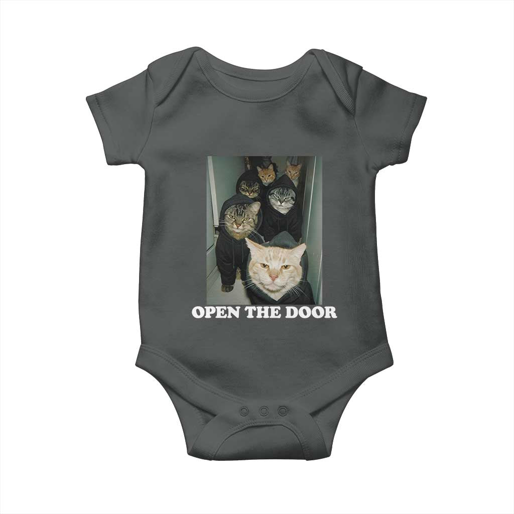 Open The Door Cats Lover Baby Onesie Funny Cat Gang Sarcastic Meme - Wonder Print Shop