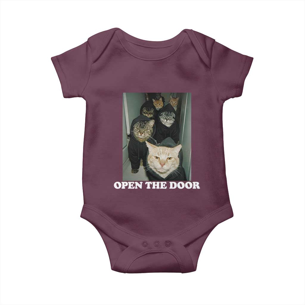 Open The Door Cats Lover Baby Onesie Funny Cat Gang Sarcastic Meme - Wonder Print Shop