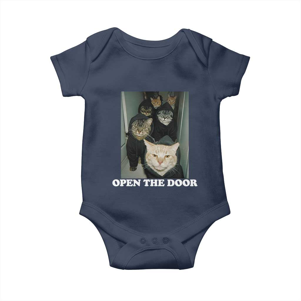 Open The Door Cats Lover Baby Onesie Funny Cat Gang Sarcastic Meme - Wonder Print Shop