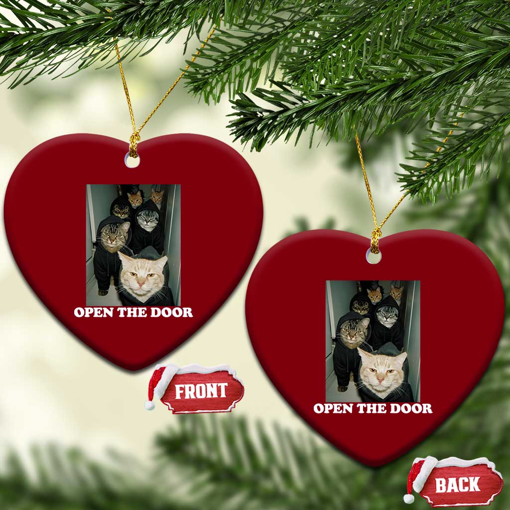 Open The Door Cats Lover Ceramic Ornament Funny Cat Gang Sarcastic Meme - Wonder Print Shop