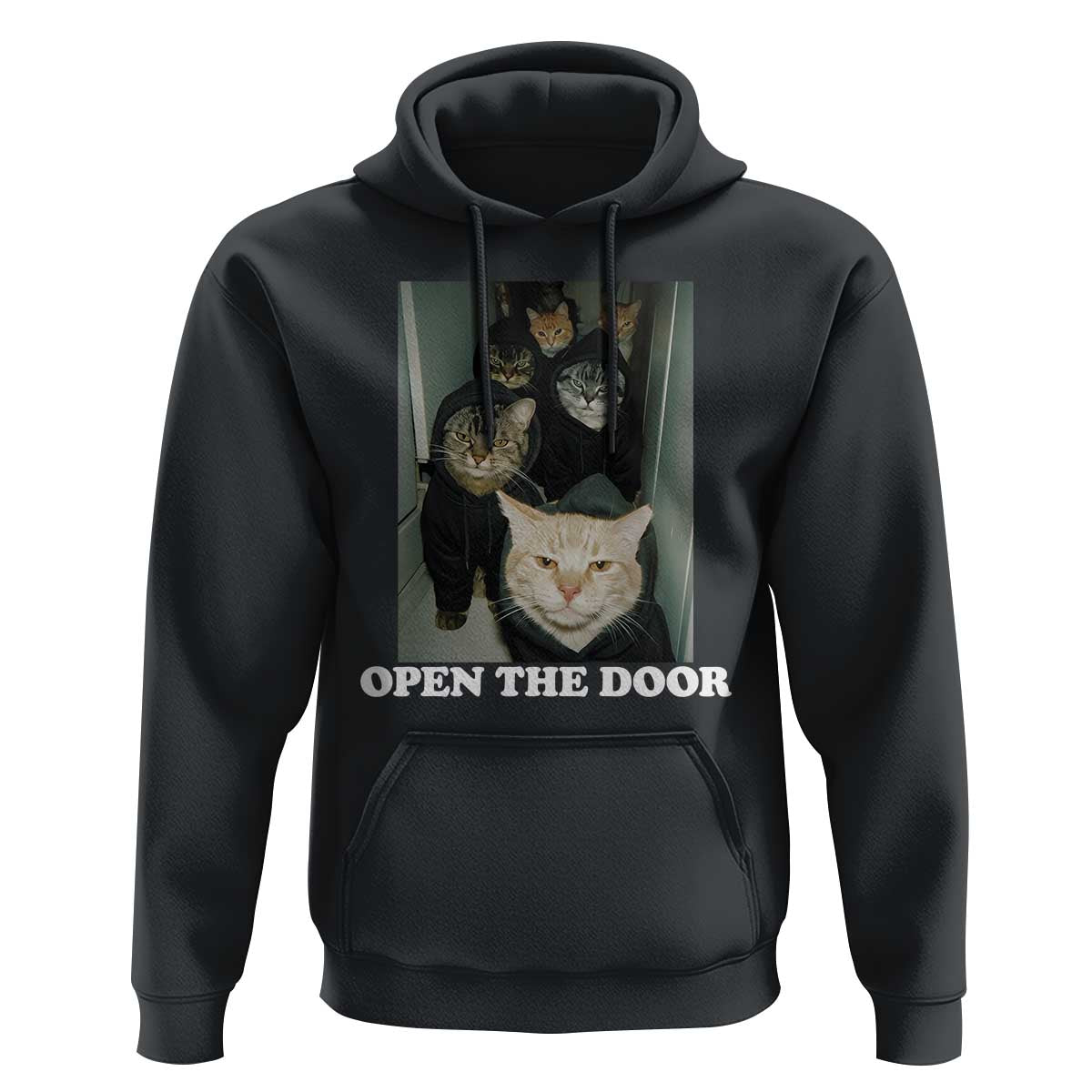 Open The Door Cats Lover Hoodie Funny Cat Gang Sarcastic Meme - Wonder Print Shop