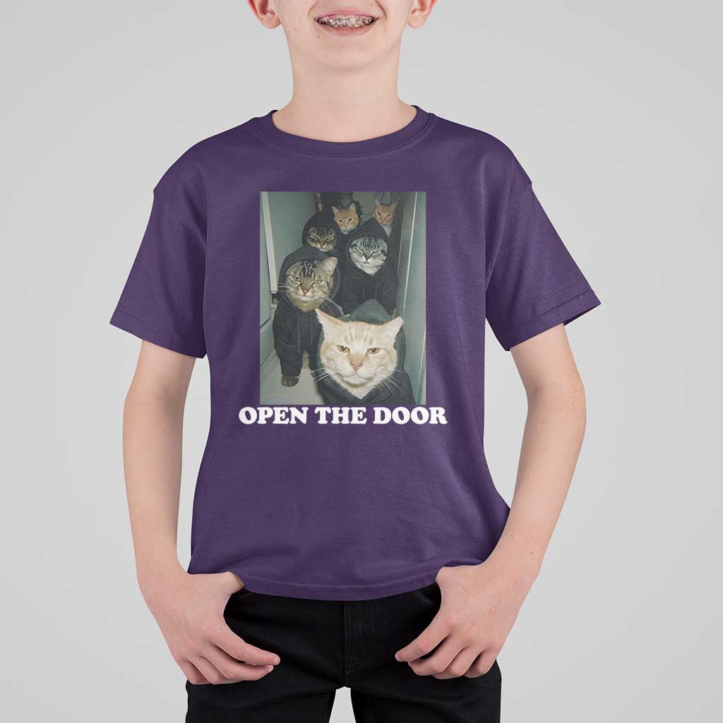 Open The Door Cats Lover T Shirt For Kid Funny Cat Gang Sarcastic Meme - Wonder Print Shop