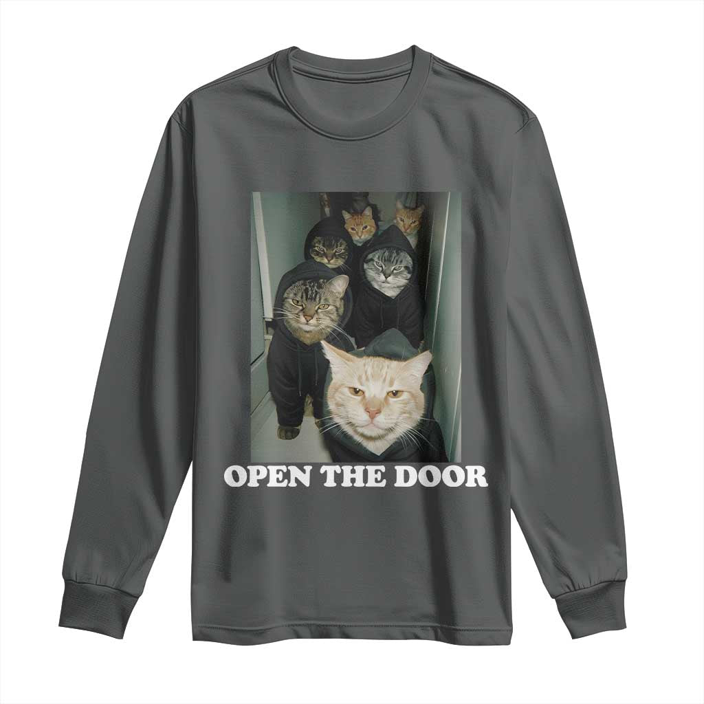 Open The Door Cats Lover Long Sleeve Shirt Funny Cat Gang Sarcastic Meme - Wonder Print Shop