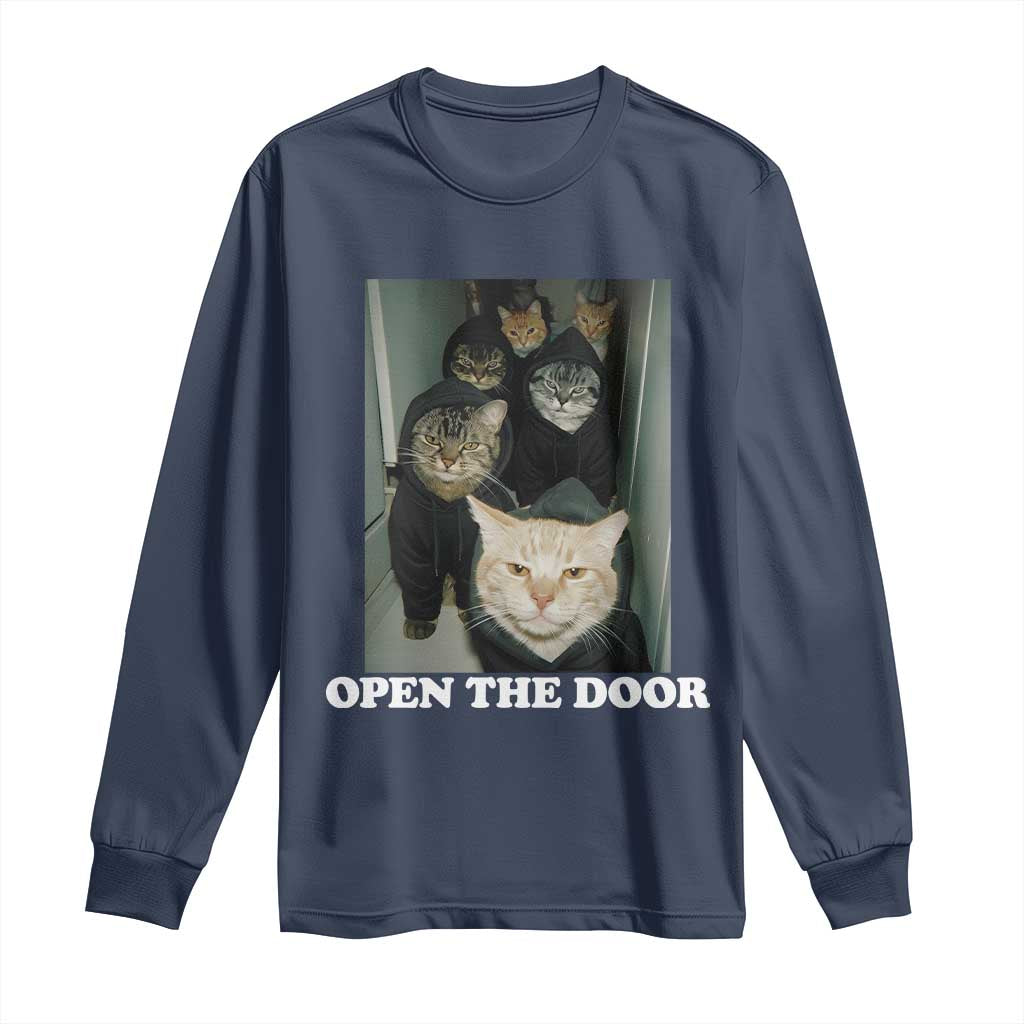 Open The Door Cats Lover Long Sleeve Shirt Funny Cat Gang Sarcastic Meme - Wonder Print Shop