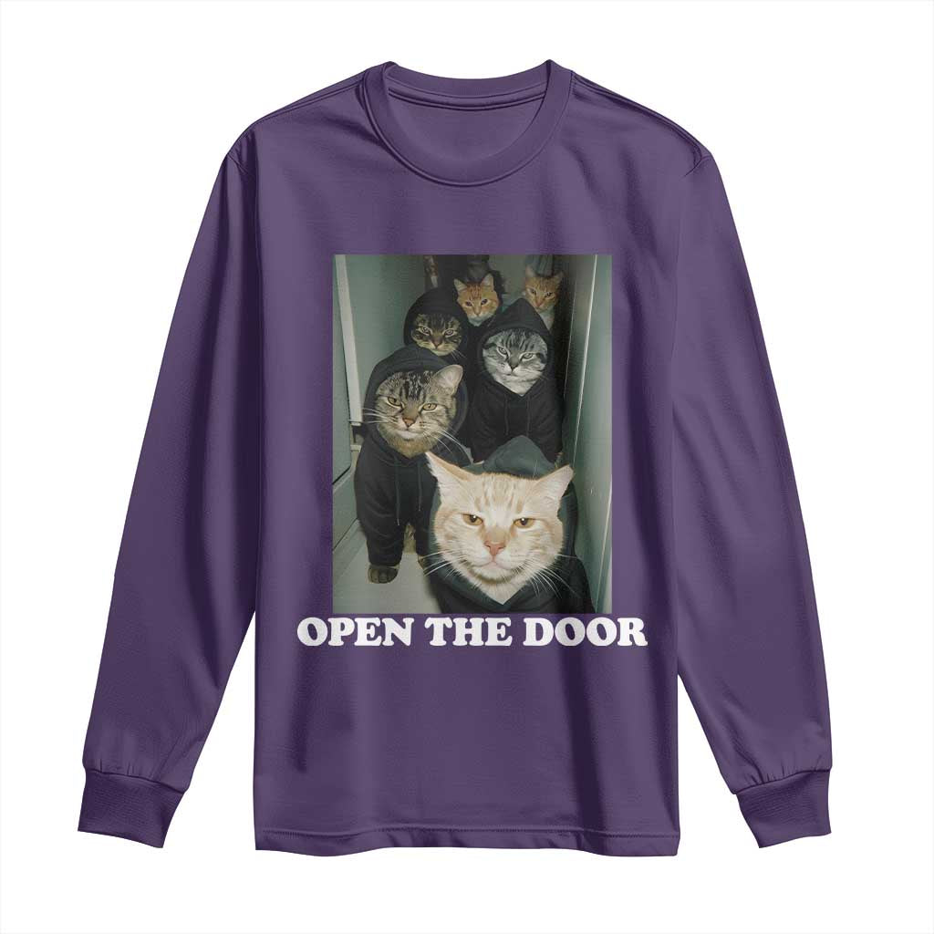Open The Door Cats Lover Long Sleeve Shirt Funny Cat Gang Sarcastic Meme - Wonder Print Shop
