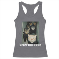 Open The Door Cats Lover Racerback Tank Top Funny Cat Gang Sarcastic Meme - Wonder Print Shop
