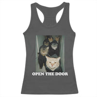 Open The Door Cats Lover Racerback Tank Top Funny Cat Gang Sarcastic Meme - Wonder Print Shop