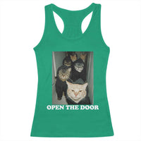 Open The Door Cats Lover Racerback Tank Top Funny Cat Gang Sarcastic Meme - Wonder Print Shop