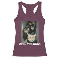 Open The Door Cats Lover Racerback Tank Top Funny Cat Gang Sarcastic Meme - Wonder Print Shop