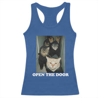 Open The Door Cats Lover Racerback Tank Top Funny Cat Gang Sarcastic Meme - Wonder Print Shop