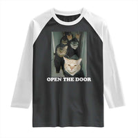 Open The Door Cats Lover Raglan Shirt Funny Cat Gang Sarcastic Meme - Wonder Print Shop