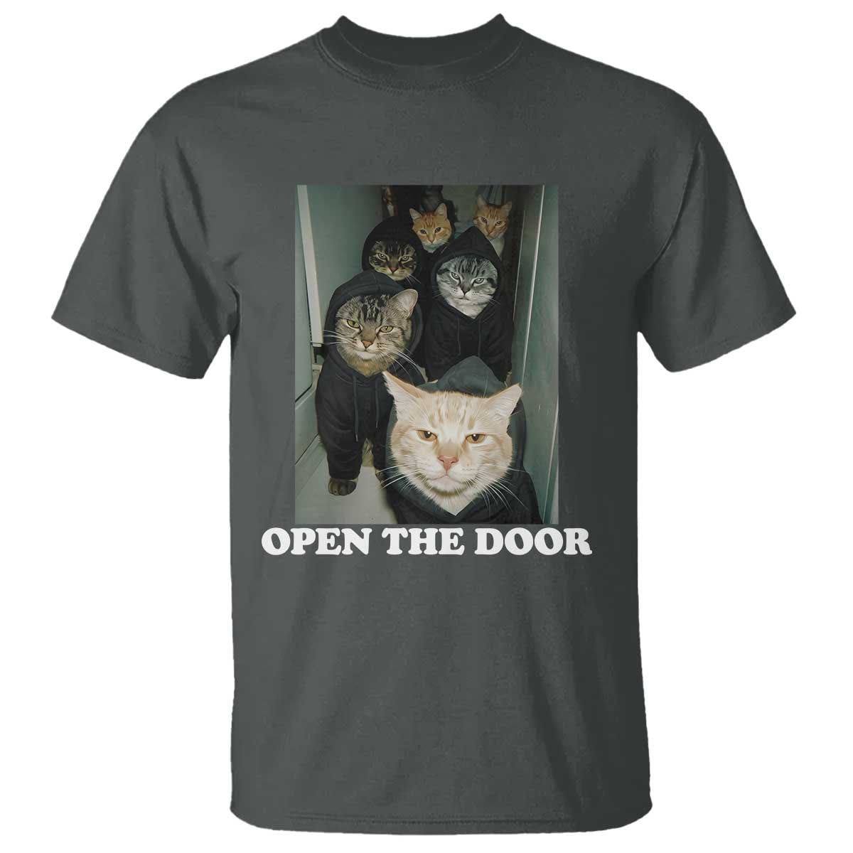 Open The Door Cats Lover T Shirt Funny Cat Gang Sarcastic Meme - Wonder Print Shop
