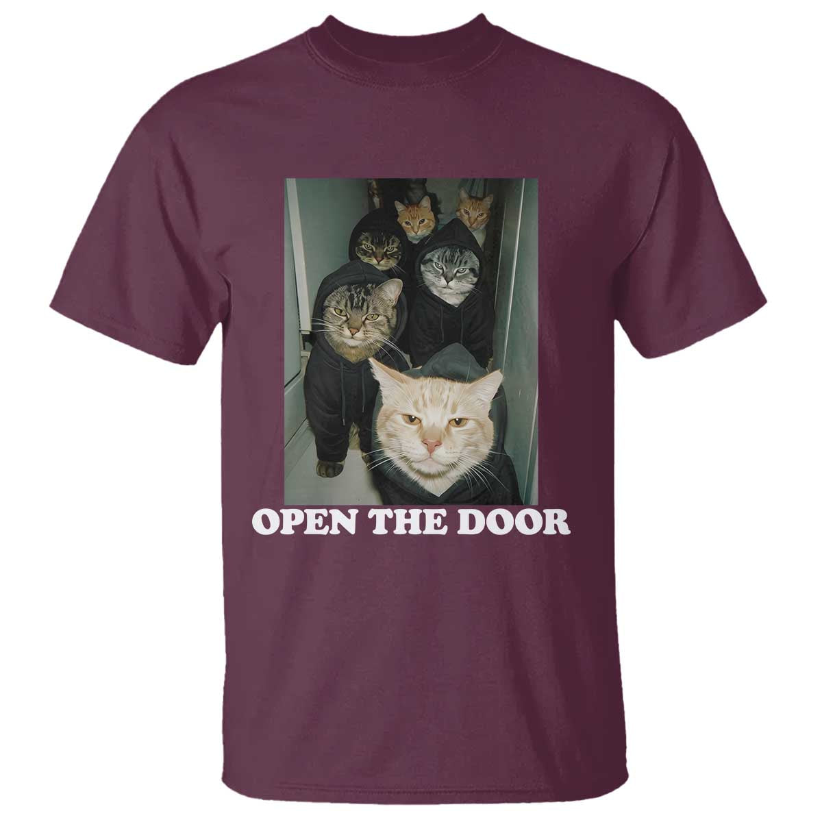 Open The Door Cats Lover T Shirt Funny Cat Gang Sarcastic Meme - Wonder Print Shop