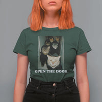 Open The Door Cats Lover T Shirt For Women Funny Cat Gang Sarcastic Meme - Wonder Print Shop