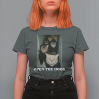 Open The Door Cats Lover T Shirt For Women Funny Cat Gang Sarcastic Meme - Wonder Print Shop
