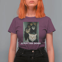 Open The Door Cats Lover T Shirt For Women Funny Cat Gang Sarcastic Meme - Wonder Print Shop