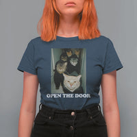 Open The Door Cats Lover T Shirt For Women Funny Cat Gang Sarcastic Meme - Wonder Print Shop