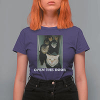 Open The Door Cats Lover T Shirt For Women Funny Cat Gang Sarcastic Meme - Wonder Print Shop