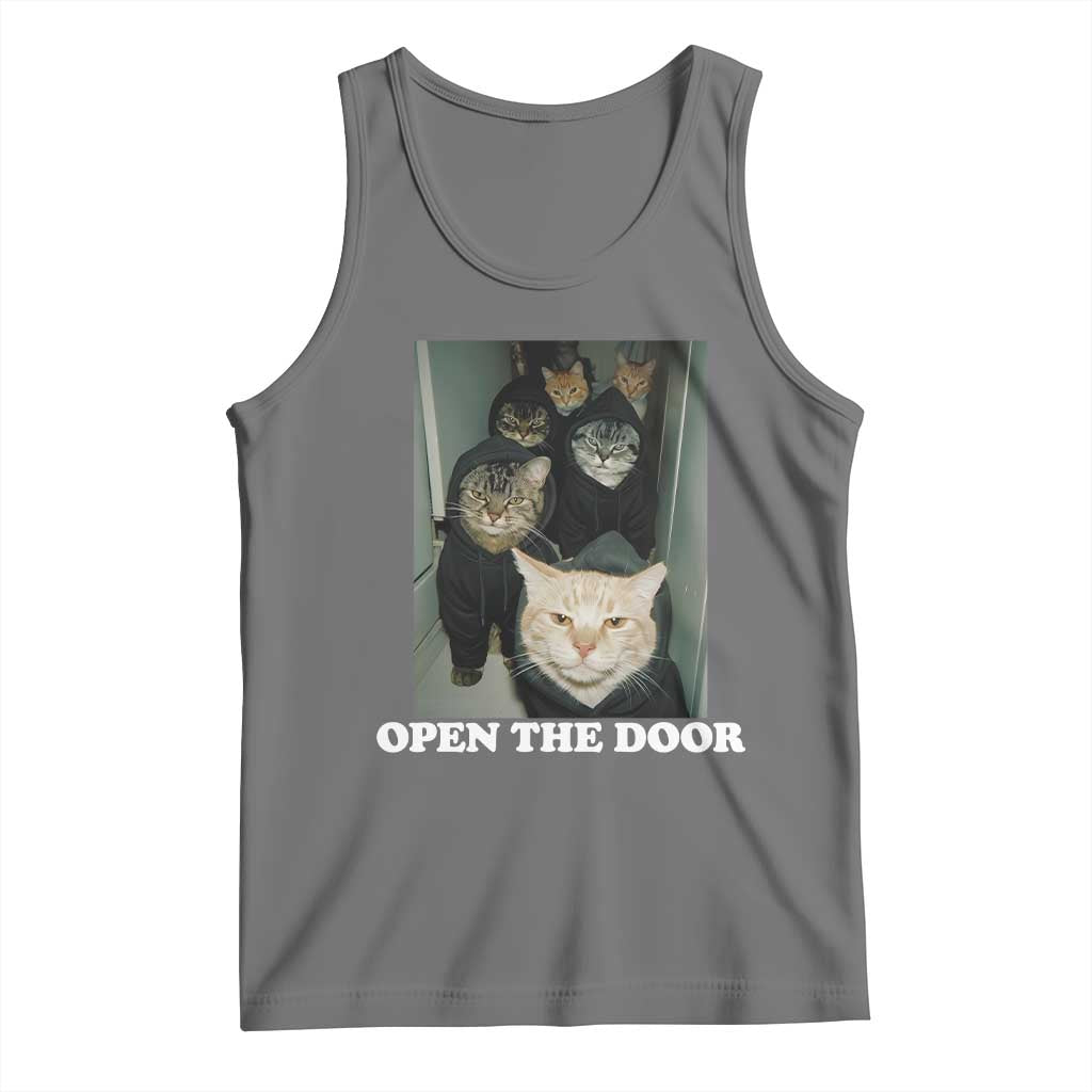 Open The Door Cats Lover Tank Top Funny Cat Gang Sarcastic Meme - Wonder Print Shop