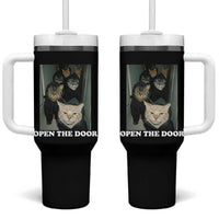 Open The Door Cats Lover Tumbler With Handle Funny Cat Gang Sarcastic Meme - Wonder Print Shop