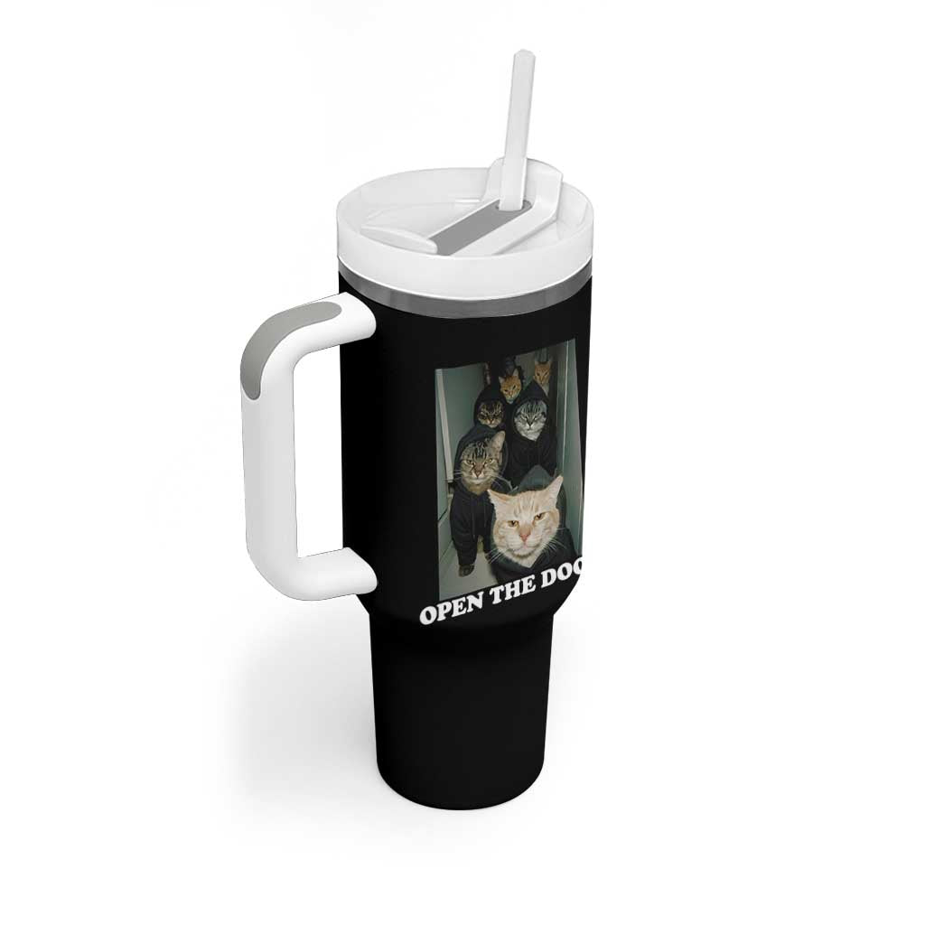 Open The Door Cats Lover Tumbler With Handle Funny Cat Gang Sarcastic Meme - Wonder Print Shop