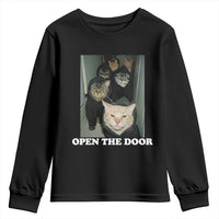Open The Door Cats Lover Youth Sweatshirt Funny Cat Gang Sarcastic Meme - Wonder Print Shop