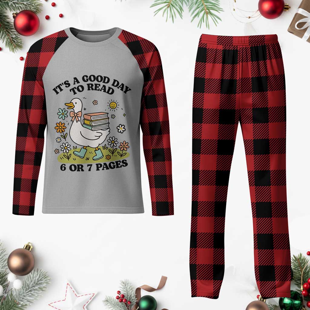 It’s A Good Day To Read 6 or 7 Pages Plaid Pajama Set Funny Six Seven Teacher Book Lover - Wonder Print Shop