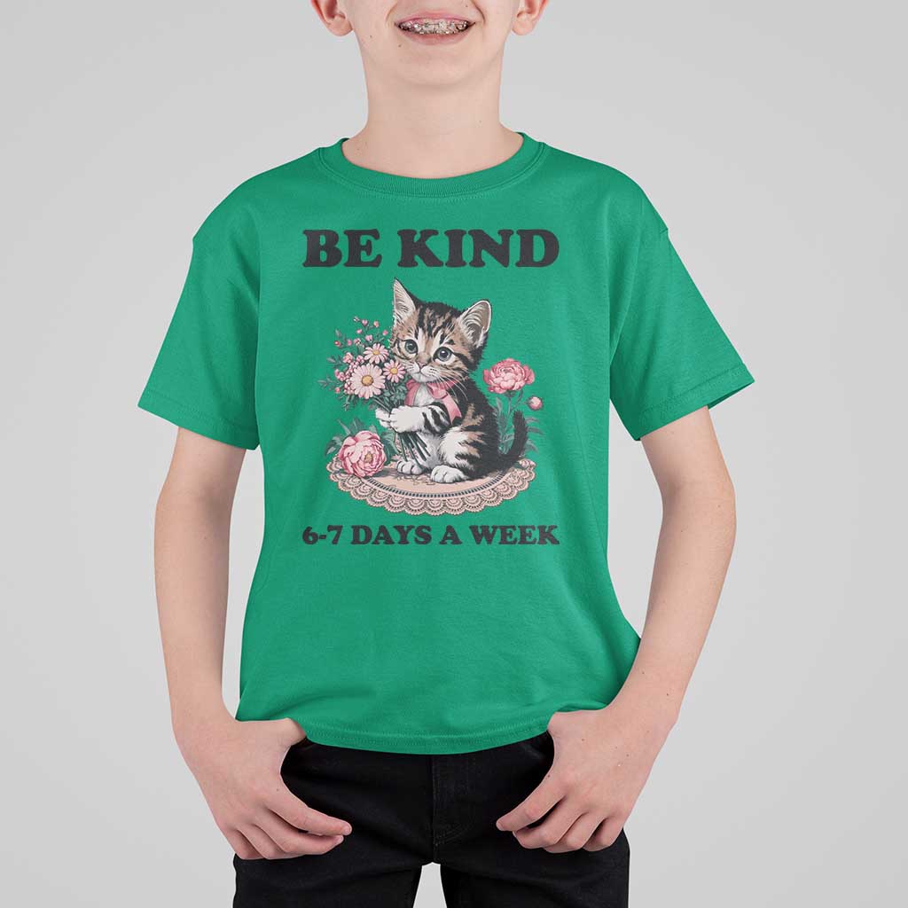 Be Kind 6 7 Days a Week T Shirt For Kid Funny Six Seven Cat Teacher Meme - Wonder Print Shop