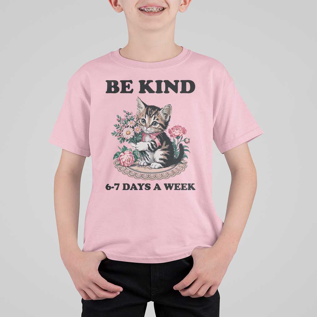 Be Kind 6 7 Days a Week T Shirt For Kid Funny Six Seven Cat Teacher Meme - Wonder Print Shop
