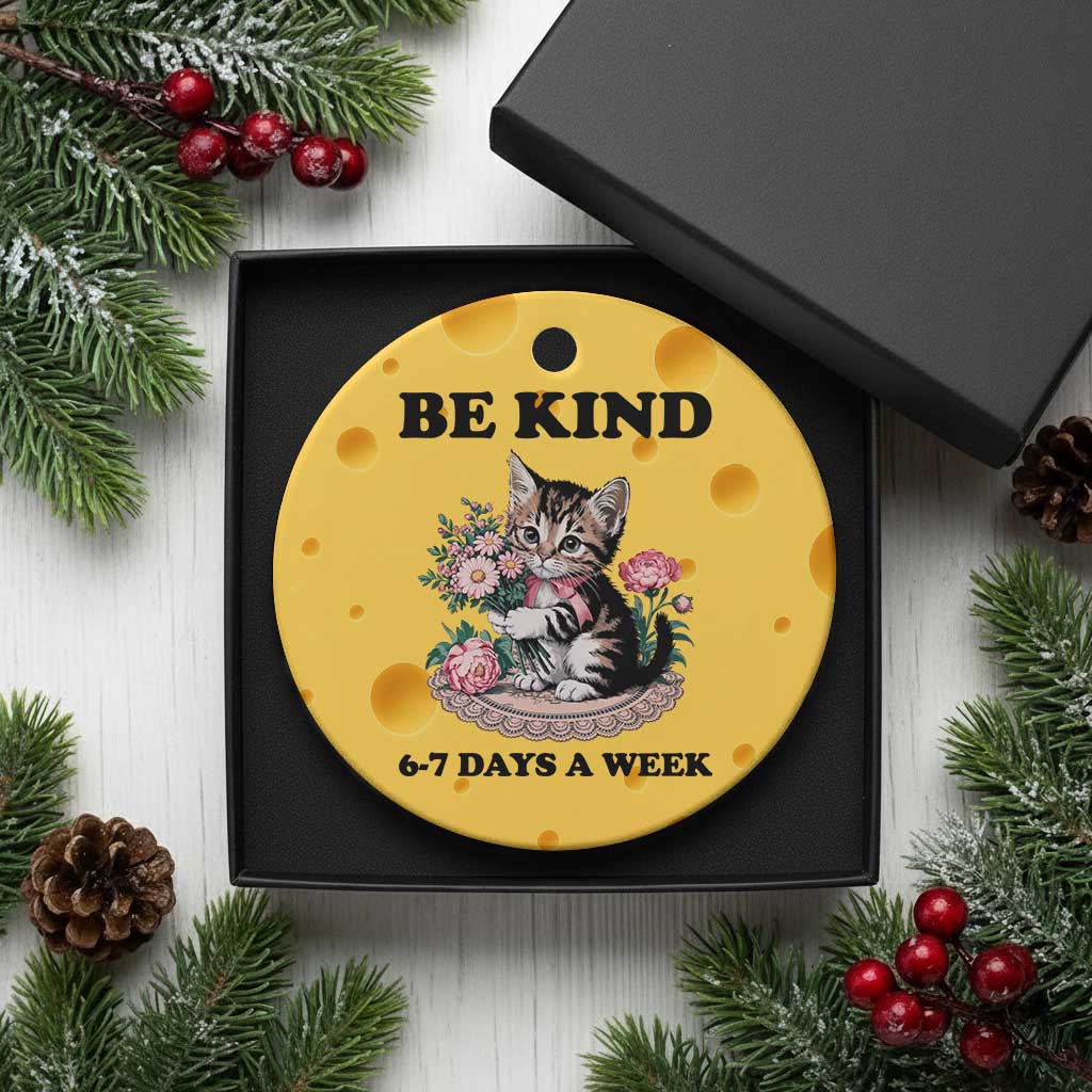 Be Kind 6 7 Days a Week Ceramic Ornament Funny Six Seven Cat Teacher Meme - Wonder Print Shop