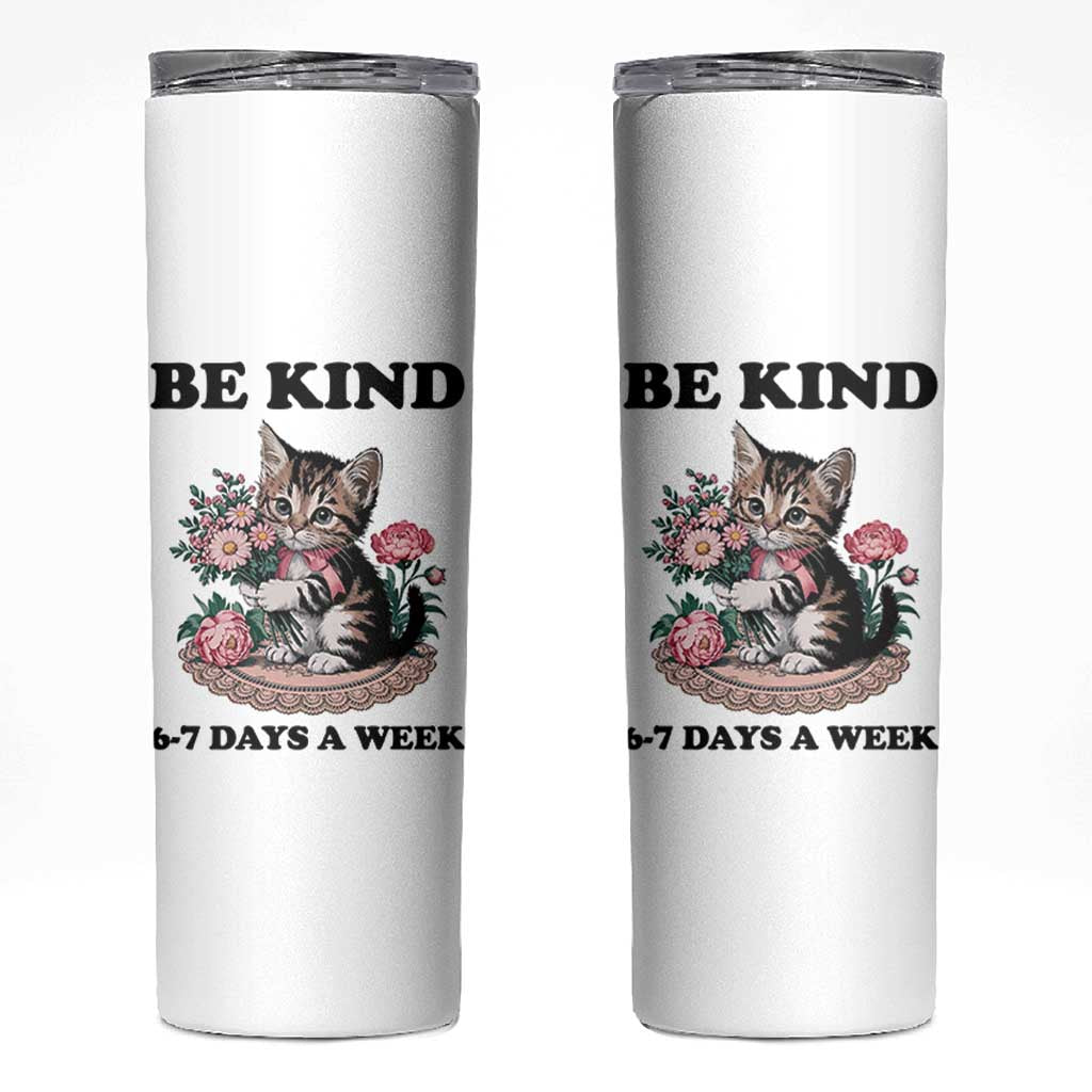 Be Kind 6 7 Days a Week Skinny Tumbler Funny Six Seven Cat Teacher Meme - Wonder Print Shop